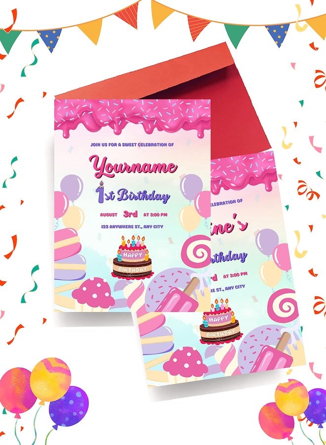 Yellow Nuts Birthday Invitation For Birthday Personalized Happy Birthday Candy Cake Theme Greeting Card For Kids Girls and Boys - Image 1